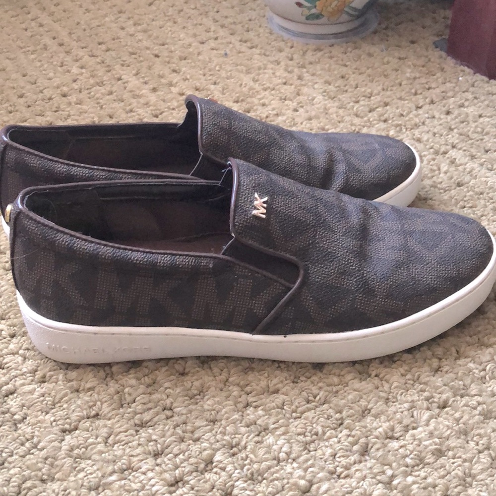 Michael kors brown Keaton logo leather slip-ons